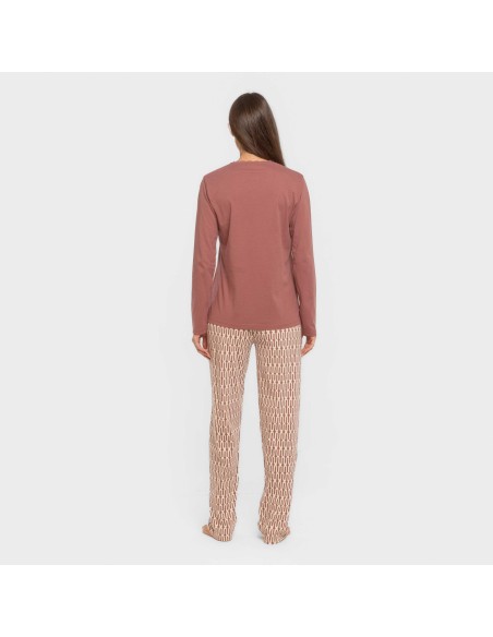 Pijama largo algodón Eucalipto malva rosa pijamas-largos-de-mujer