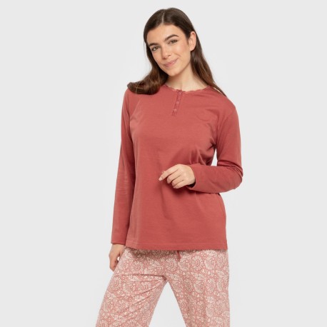 Pijama largo algodón Rastberry rosa pijamas-largos-de-mujer