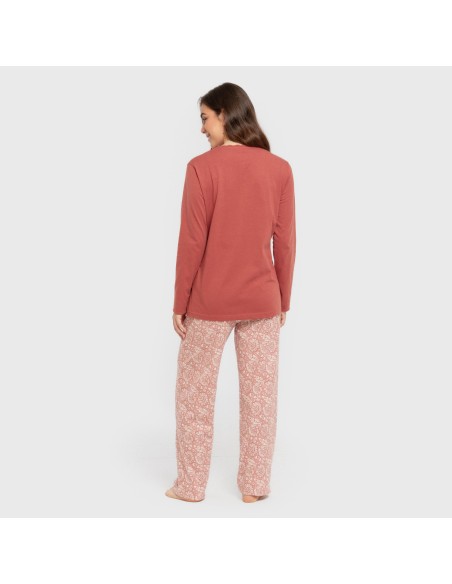 Pijama largo algodón Rastberry rosa pijamas-largos-de-mujer