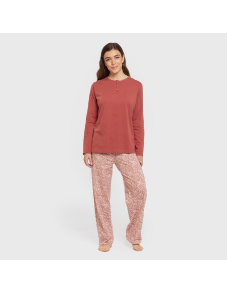 Pijama largo algodón Rastberry rosa pijamas-largos-de-mujer