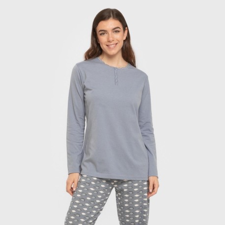 Pijama largo algodón Ocean indigo pijamas-largos-de-mujer