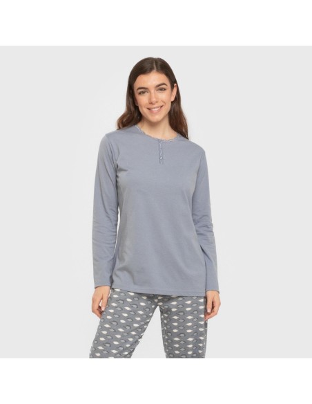 Pijama largo algodón Ocean indigo pijamas-largos-de-mujer
