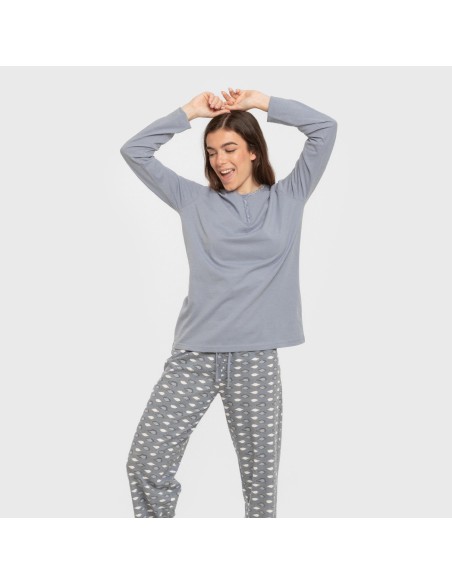 Pijama largo algodón Ocean indigo pijamas-largos-de-mujer
