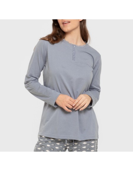 Pijama largo algodón Ocean indigo pijamas-largos-de-mujer