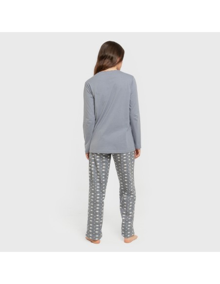 Pijama largo algodón Ocean indigo pijamas-largos-de-mujer