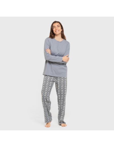Pijama largo algodón Ocean indigo pijamas-largos-de-mujer