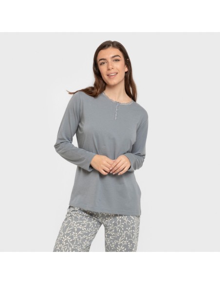 Pijama largo algodón Lauri indigo pijamas-largos-de-mujer