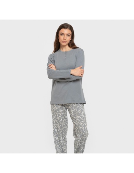 Pijama largo algodón Lauri indigo pijamas-largos-de-mujer