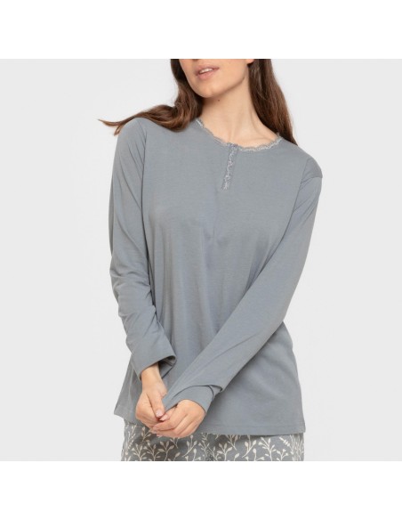 Pijama largo algodón Lauri indigo pijamas-largos-de-mujer
