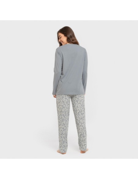 Pijama largo algodón Lauri indigo pijamas-largos-de-mujer