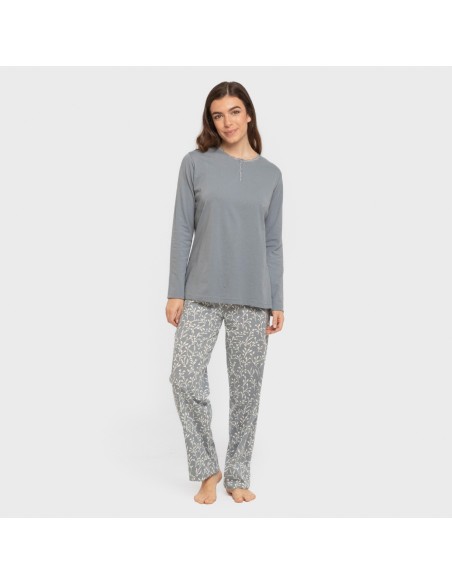 Pijama largo algodón Lauri indigo pijamas-largos-de-mujer