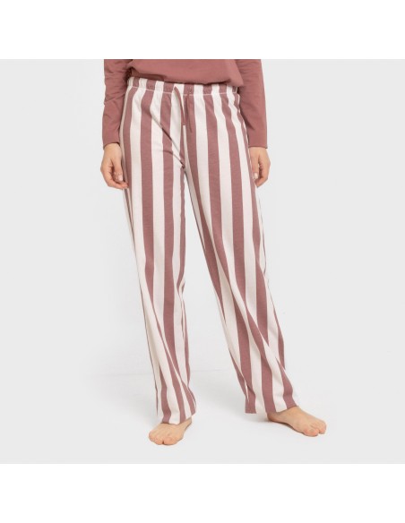 Pijama largo algodón Raya Elvis malva rosa pijamas-largos-de-mujer