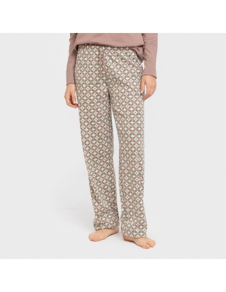 Pijama largo algodón Narciso berenjena seco pijamas-largos-de-mujer