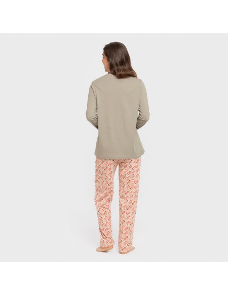 Pijama largo algodón Nenuca verde seco pijamas-largos-de-mujer