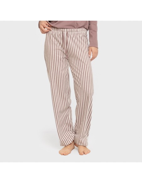 Pijama largo algodón Raya Kodac berenjena seco pijamas-largos-de-mujer