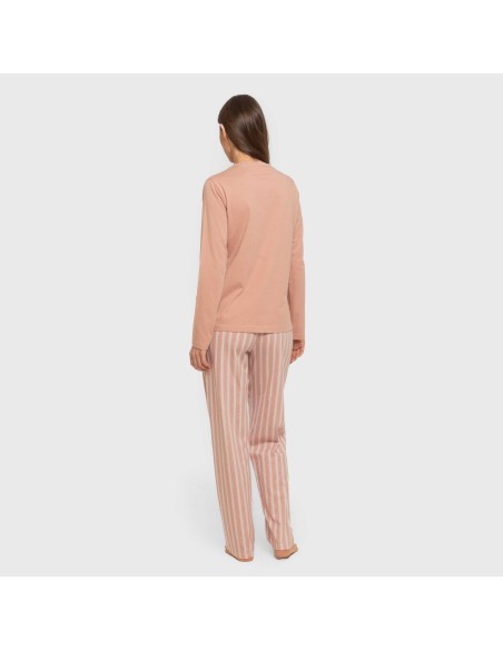 Pijama largo algodón Raya Marsella rosa keike pijamas-largos-de-mujer