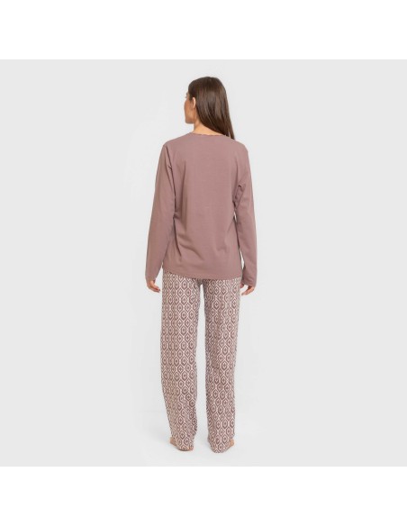 Pijama largo algodón Dimitri berenjena pijamas-largos-de-mujer