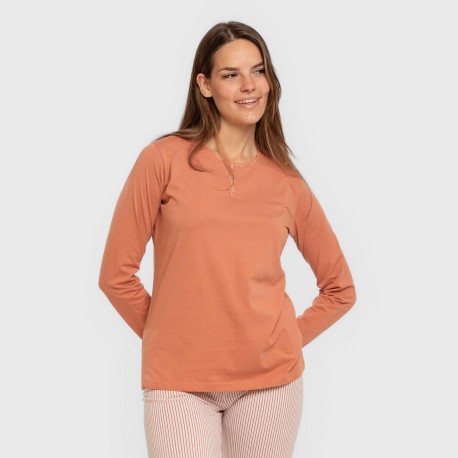 Pijama largo algodón Raya Mozarabe caldera pijamas-largos-de-mujer