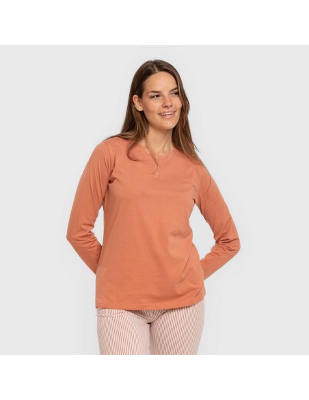 Pijama largo algodón Raya Mozarabe caldera pijamas-largos-de-mujer