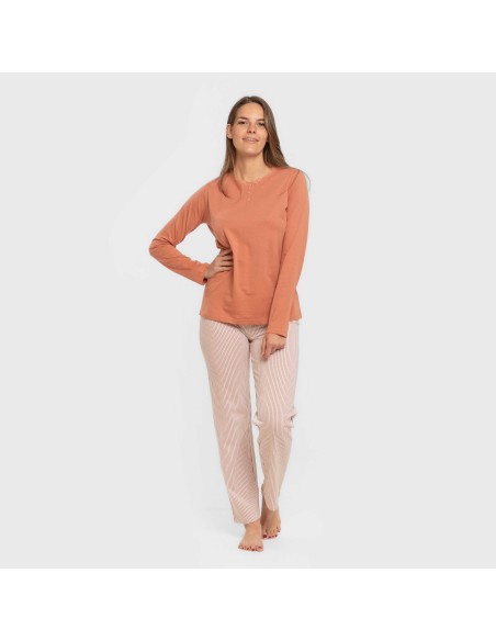 Pijama largo algodón Raya Mozarabe caldera pijamas-largos-de-mujer