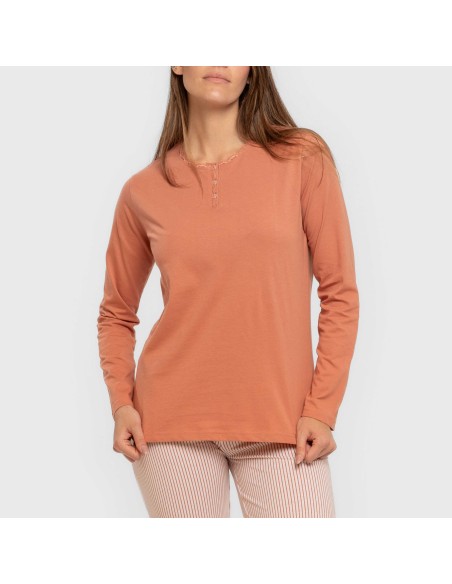 Pijama largo algodón Raya Mozarabe caldera pijamas-largos-de-mujer