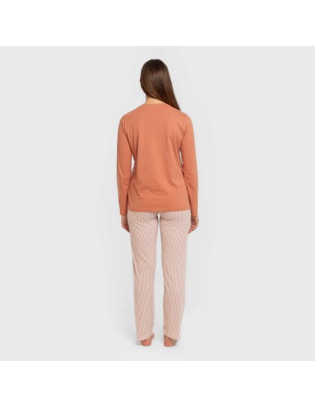 Pijama largo algodón Raya Mozarabe caldera pijamas-largos-de-mujer
