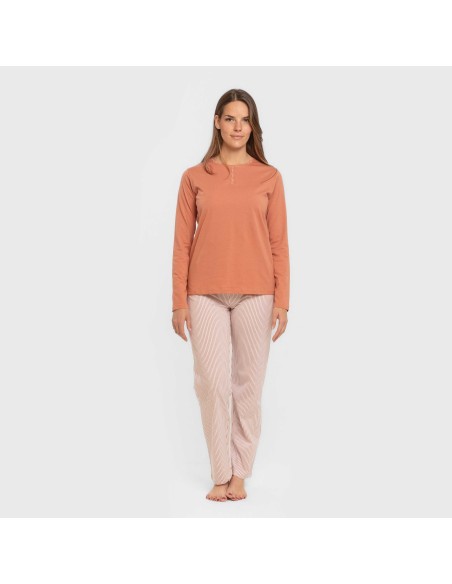 Pijama largo algodón Raya Mozarabe caldera pijamas-largos-de-mujer