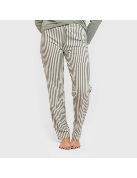 Pijama largo algodón Raya Kodac verde keike pijamas-largos-de-mujer