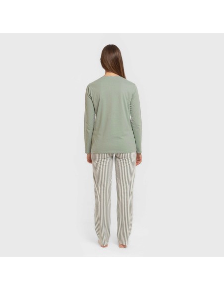 Pijama largo algodón Raya Kodac verde keike pijamas-largos-de-mujer