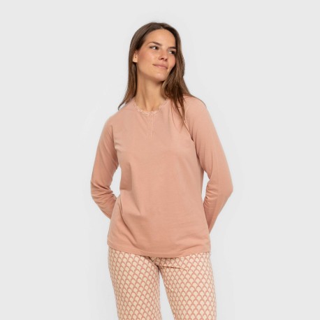 Pijama largo algodón Dunia rosa keike pijamas-largos-de-mujer