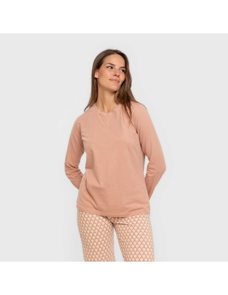Pijama largo algodón Dunia rosa keike pijamas-largos-de-mujer