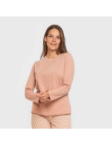 Pijama largo algodón Dunia rosa keike pijamas-largos-de-mujer