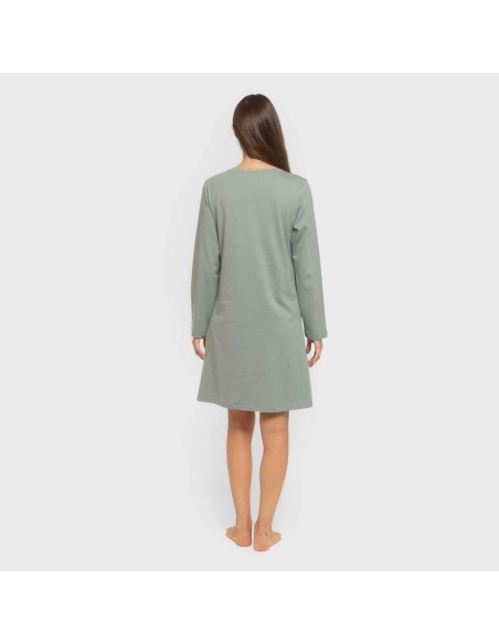 Camisón algodón manga larga encaje liso vestidos-y-blusones-mujer