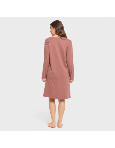 Camisón algodón manga larga encaje liso vestidos-y-blusones-mujer