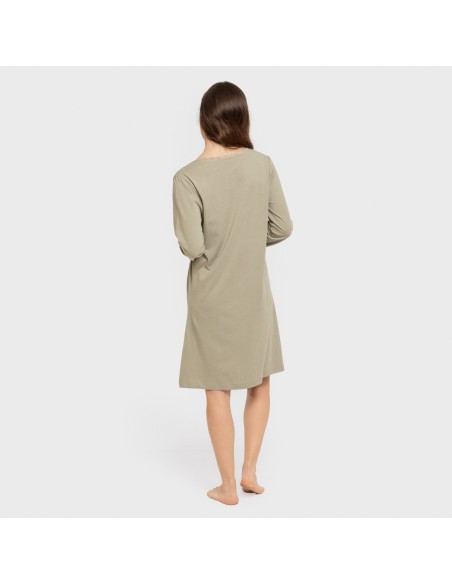 Camisón algodón manga larga encaje liso vestidos-y-blusones-mujer