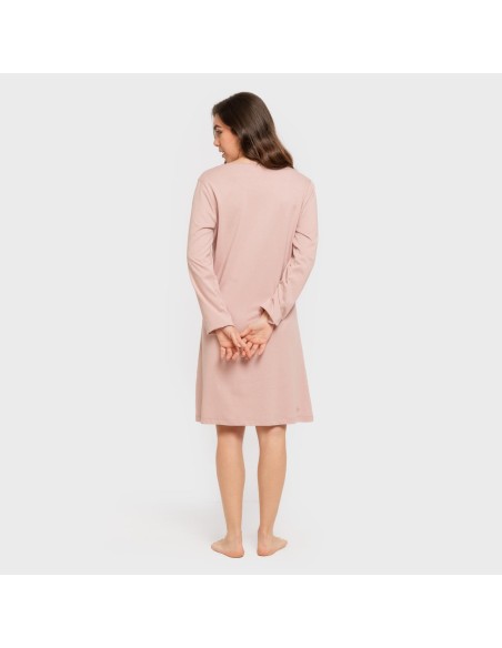 Camisón algodón manga larga encaje liso vestidos-y-blusones-mujer