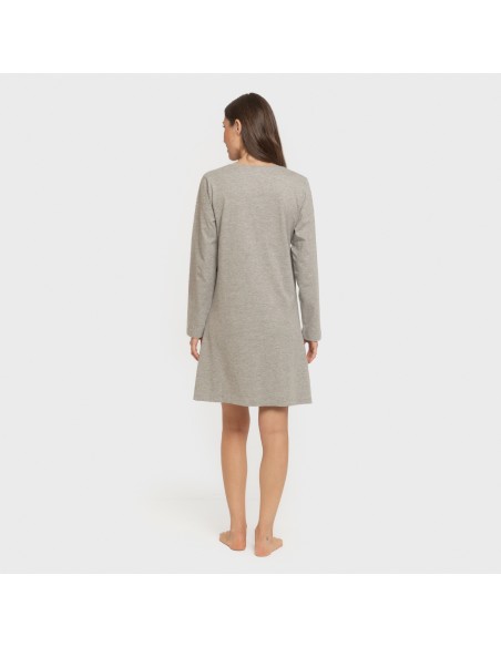 Camisón algodón manga larga encaje liso vestidos-y-blusones-mujer