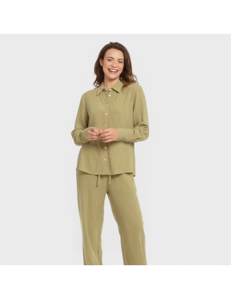 Camisa lino mujer lisa camisetas