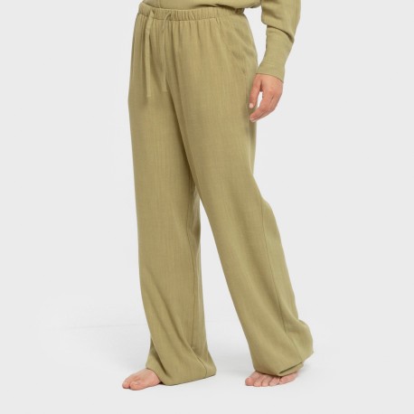 Pantalón largo lino mujer liso pantalones-comodos-mujer
