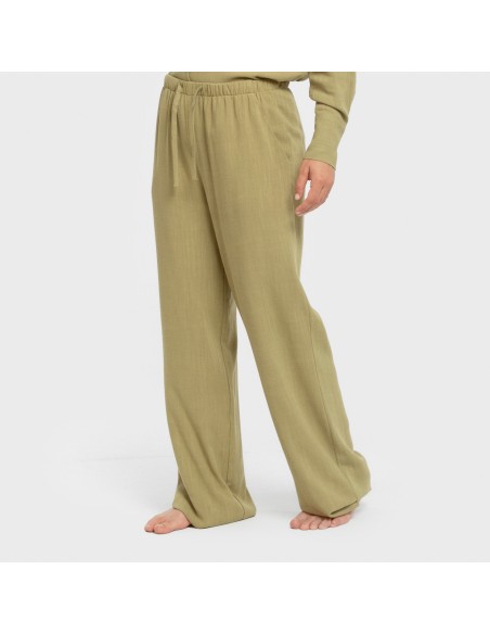 Pantalón largo lino mujer liso pantalones-comodos-mujer
