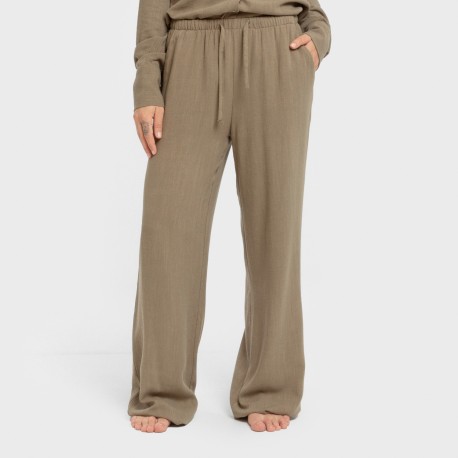 Pantalón largo lino mujer liso pantalones-comodos-mujer