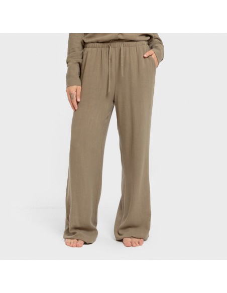 Pantalón largo lino mujer liso pantalones-comodos-mujer