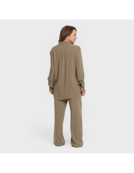 Pantalón largo lino mujer liso pantalones-comodos-mujer