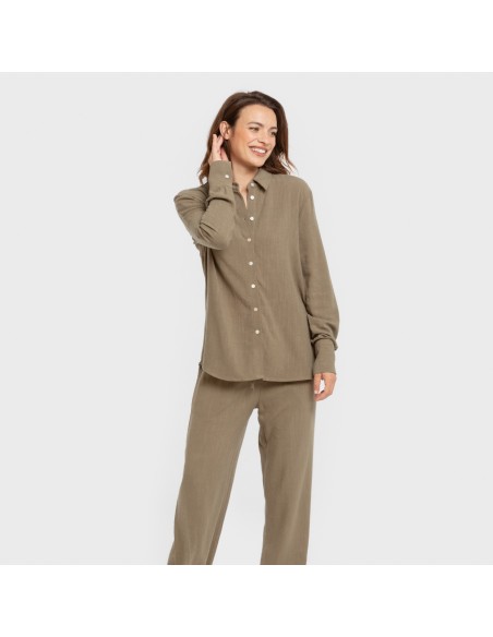 Pantalón largo lino mujer liso pantalones-comodos-mujer