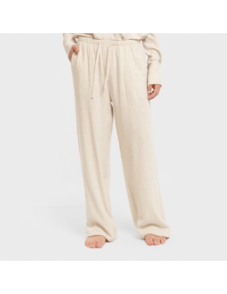 Pantalón largo lino mujer liso pantalones-comodos-mujer