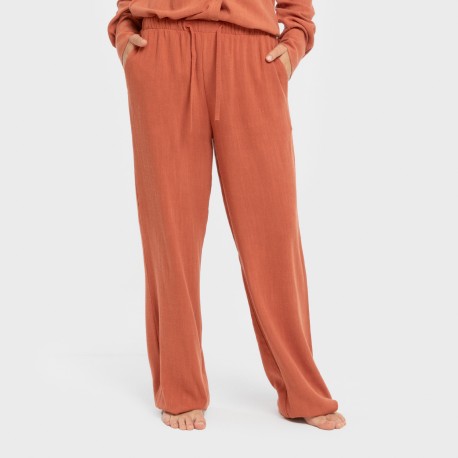 Pantalón largo lino mujer liso pantalones-comodos-mujer