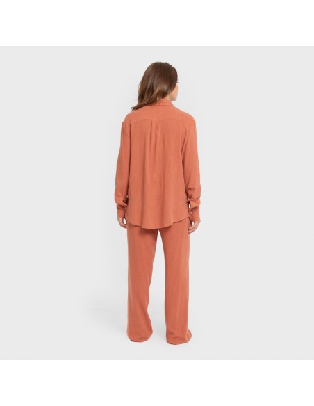 Pantalón largo lino mujer liso pantalones-comodos-mujer