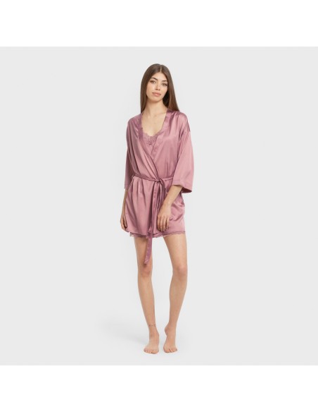 Bata corta mujer satén Friday liso batas-mujer