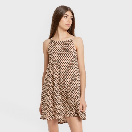 Vestido corto tirantes crepe Orlando marrón vestidos-y-blusones-mujer