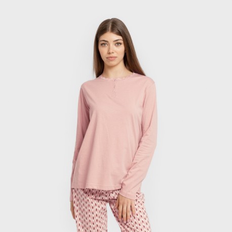 Pijama largo algodón Tana rosa keike pijamas-largos-de-mujer